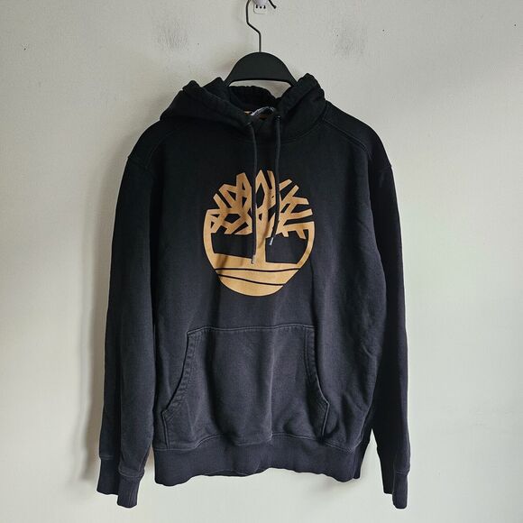 Timberland Core Tree Logo Pullover Hoodie Black Size Medium. EUC. Regular Fit - Picture 2 of 7